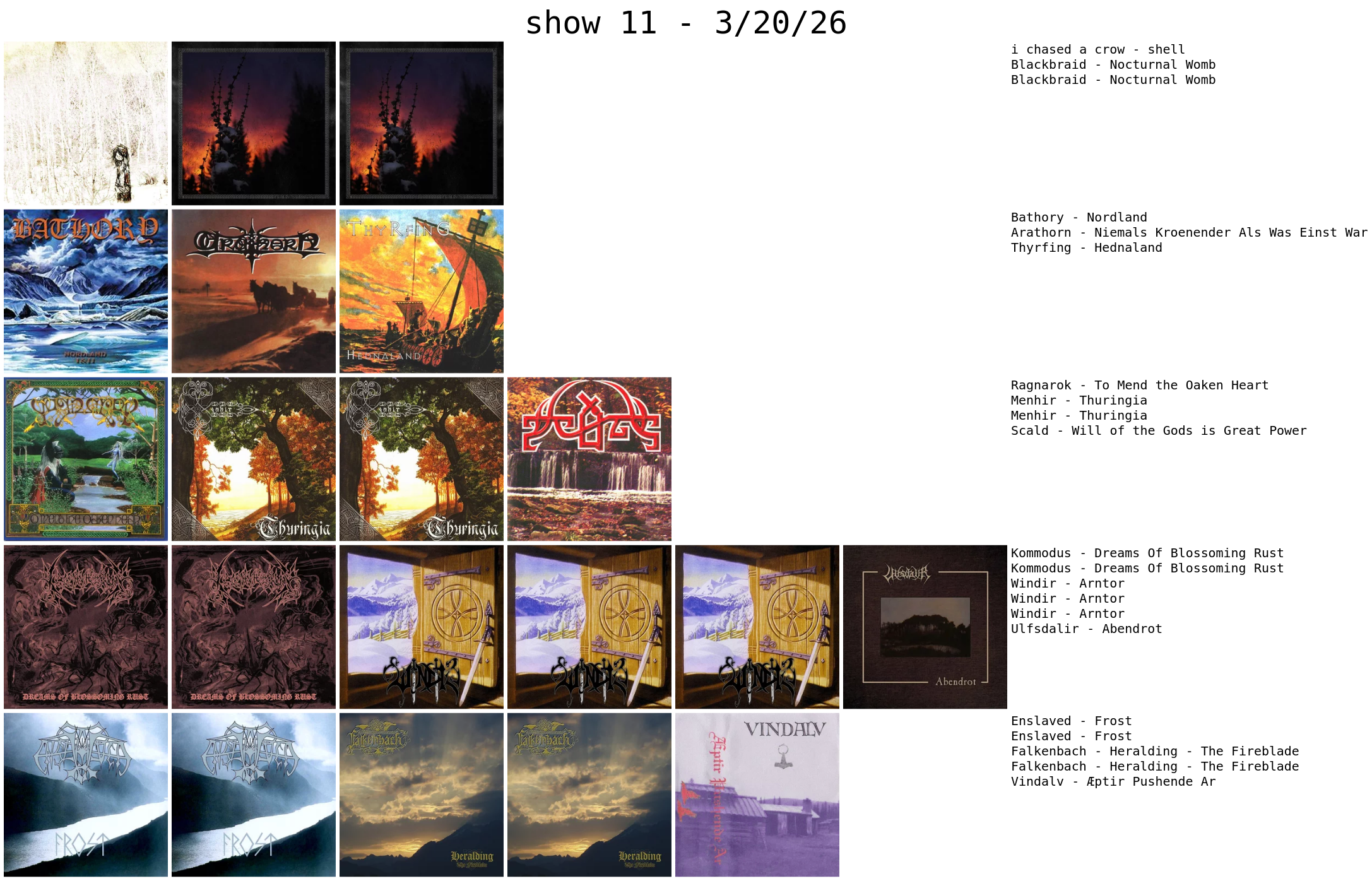 album covers grid 3-20-26