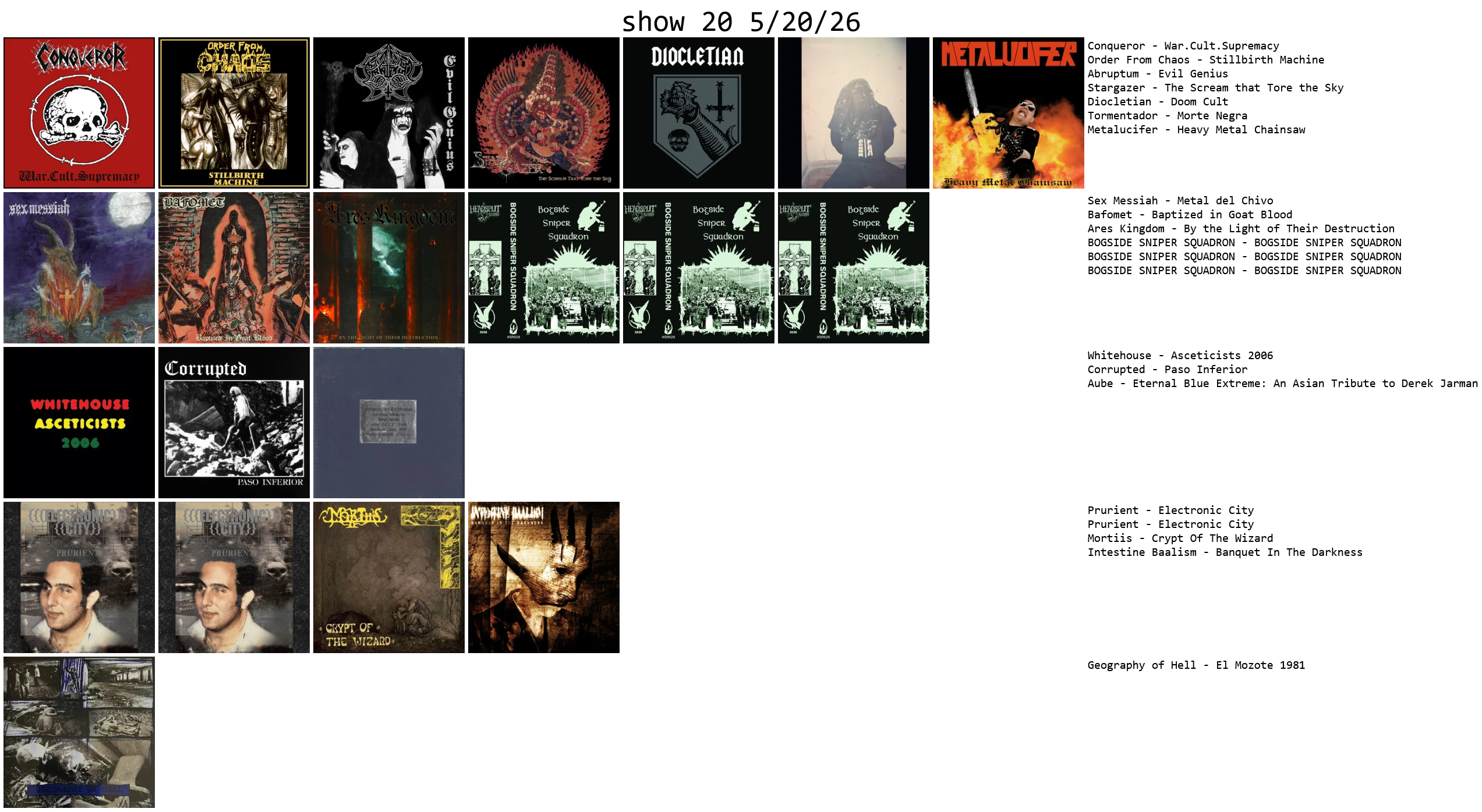 album covers grid 5-20-26